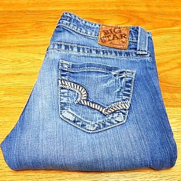 BIG STAR 28x14 REMY, LOW-RISE BOOT CUT DISTRESSED FADED SHORTS - Picture 4 of 8